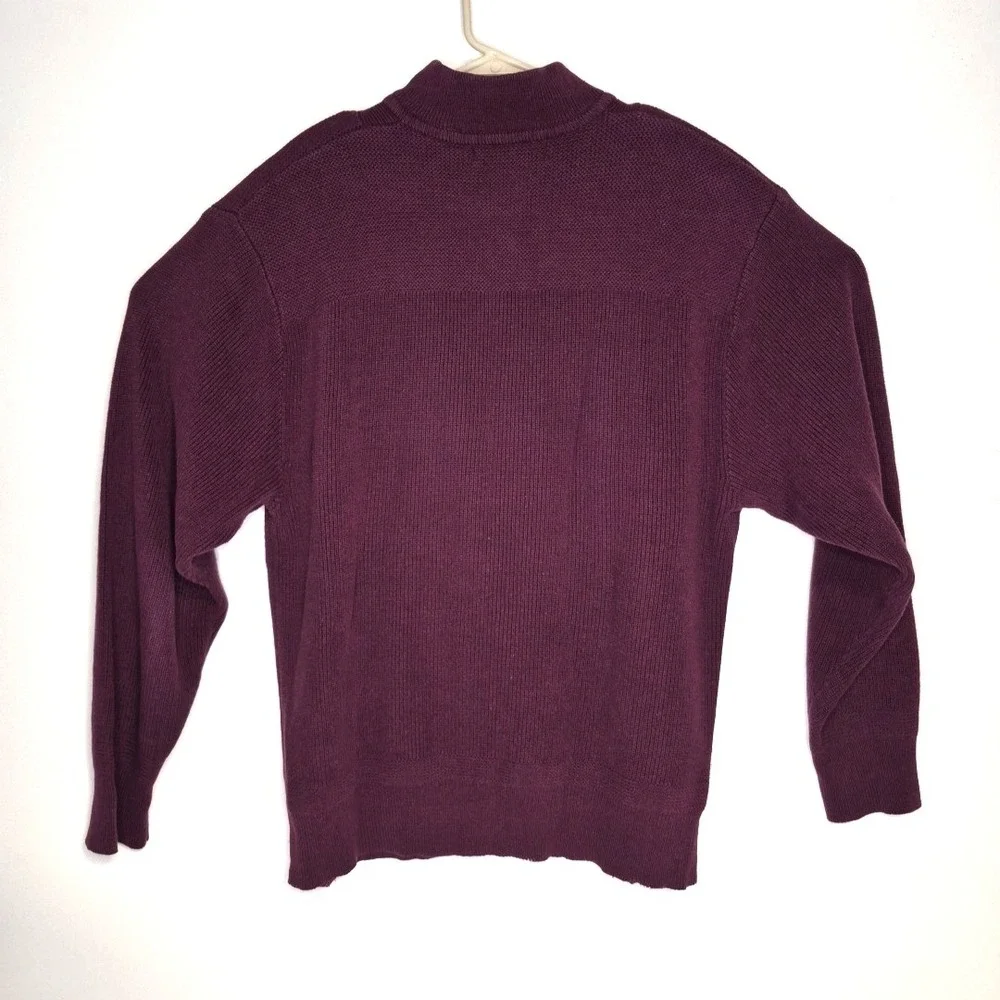 Vintage Eddie Bauer Henley Sweater Mens Large Burgundy Red Fisherman‎ Knit 90s